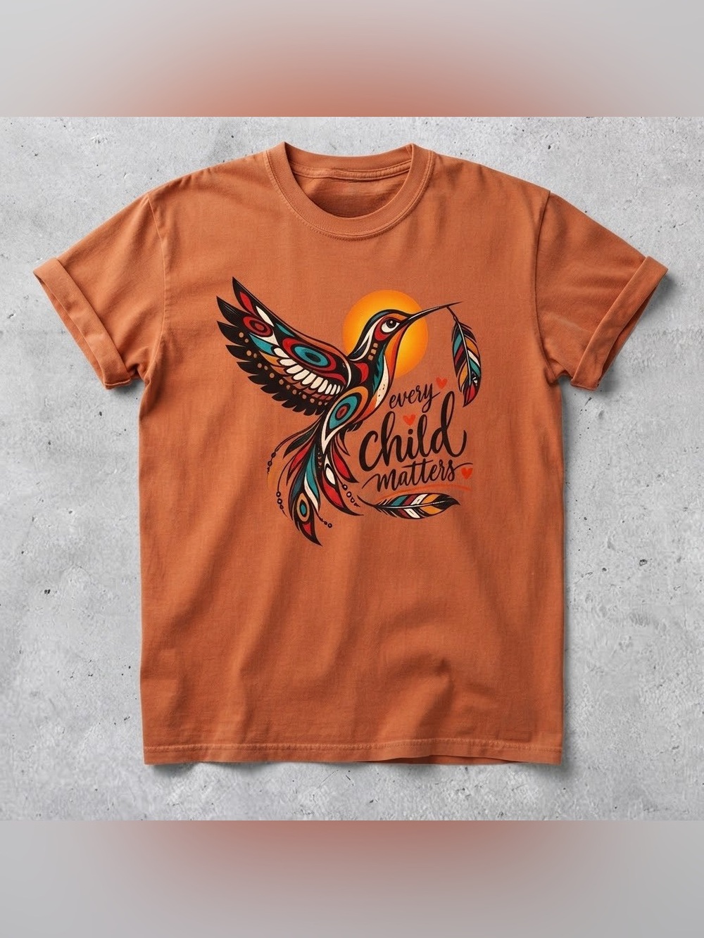 Vintage Orange 'Every Child Matters' Hummingbird Graphic Tee